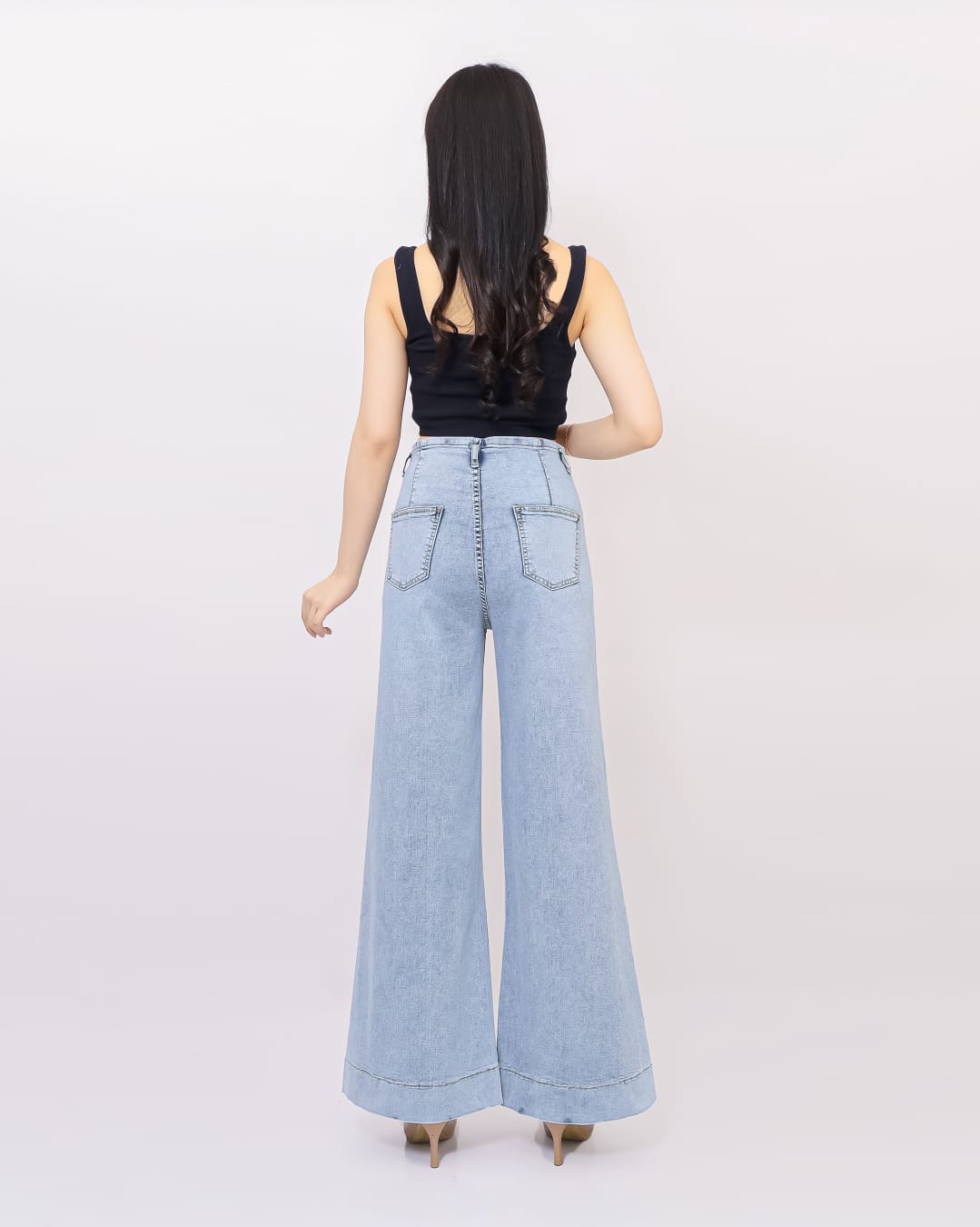 Jeans Kulot Skena Stretch Kantong Depan Snow Biru