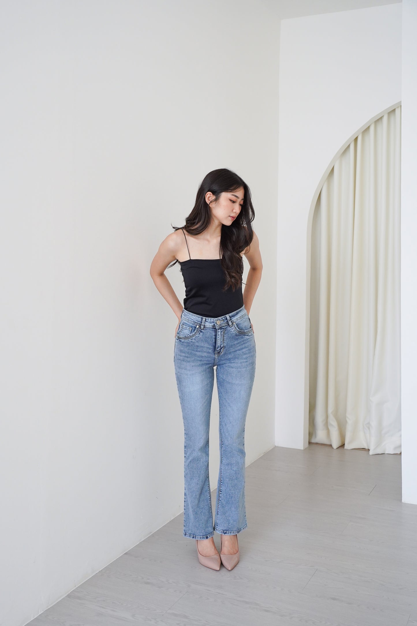 Jeans Cutbray Highwaist Super Stretch Snow Blue