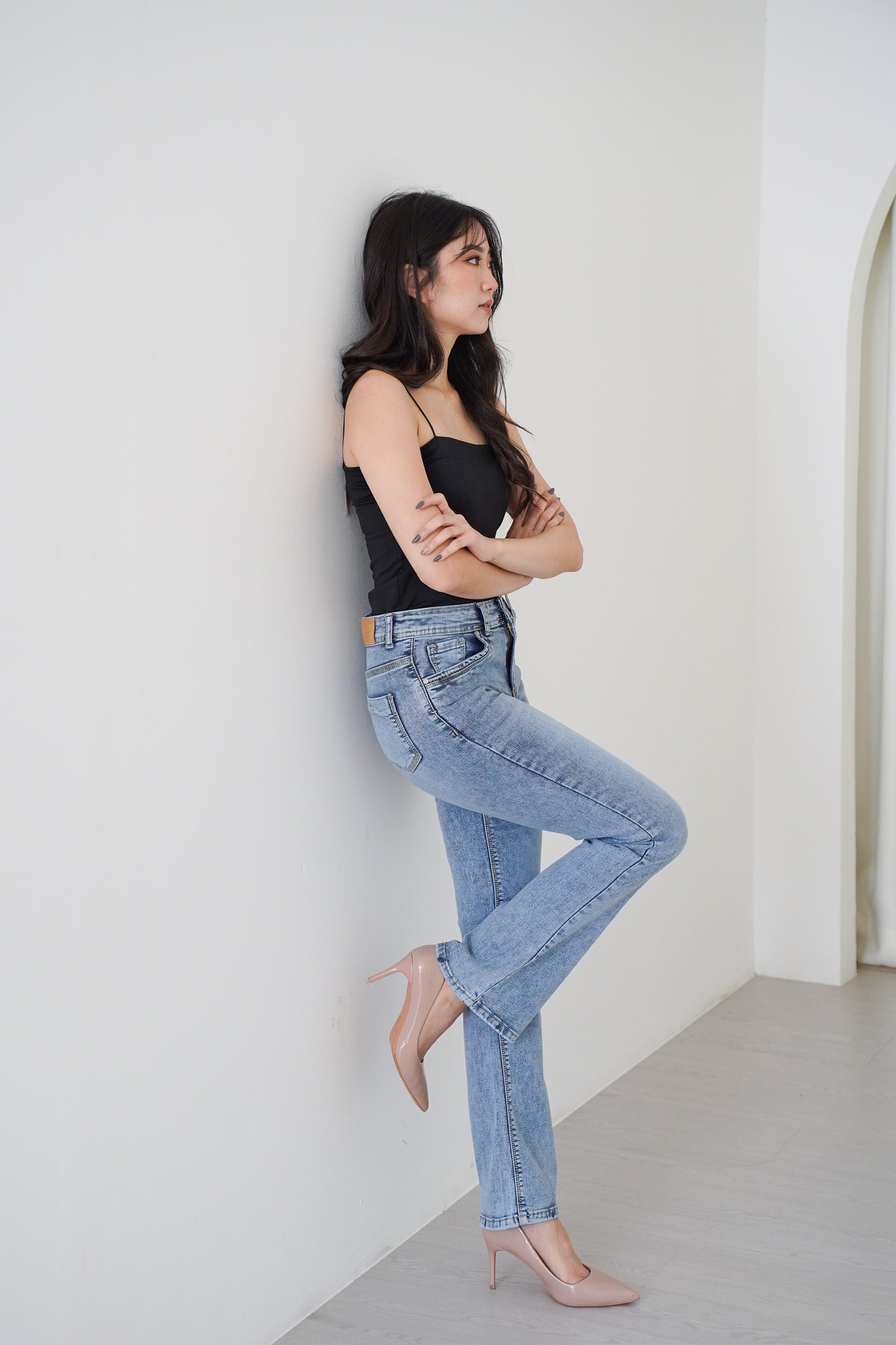 Jeans Cutbray Highwaist Super Stretch Snow Blue