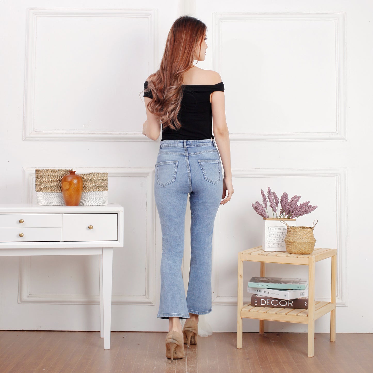 Jeans Cutbray Yeji Belah Samping Snow Biru