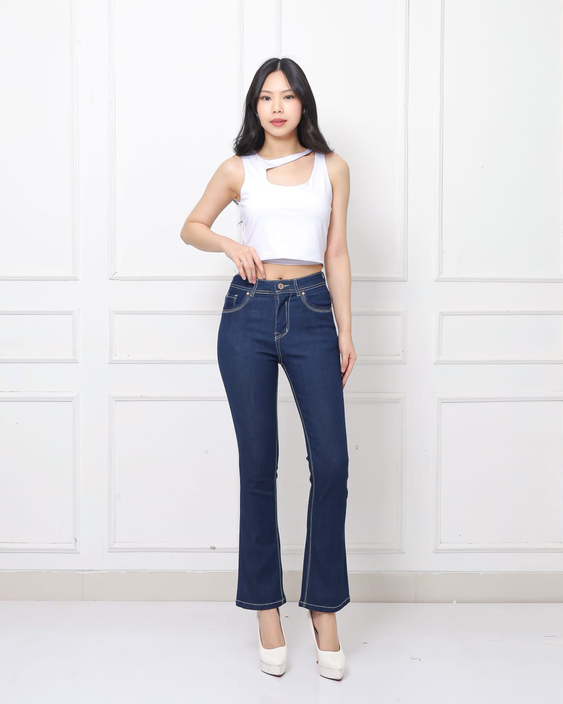 Jeans Cutbray Highwaist Crop Garment