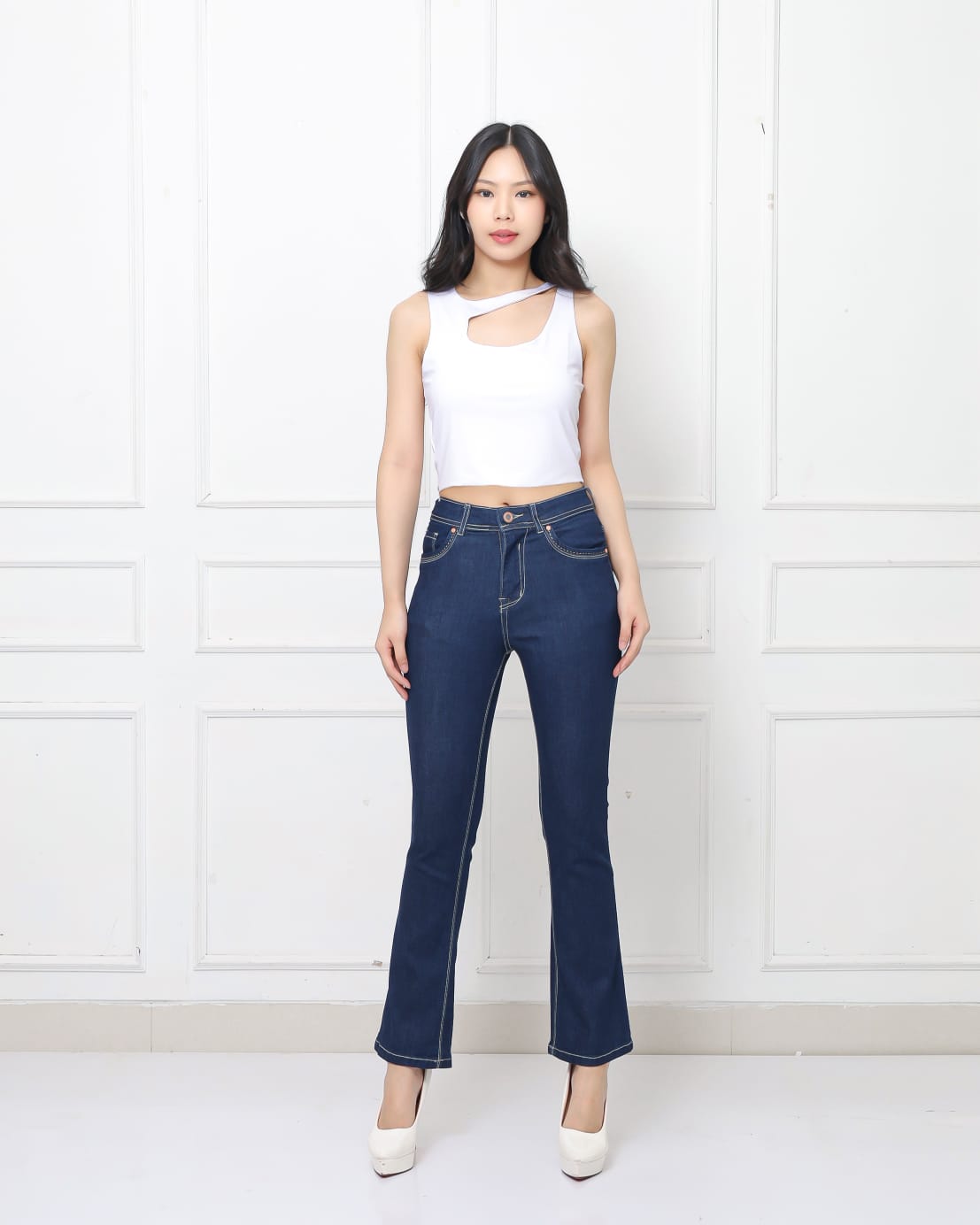 Jeans Cutbray Highwaist Crop Garment