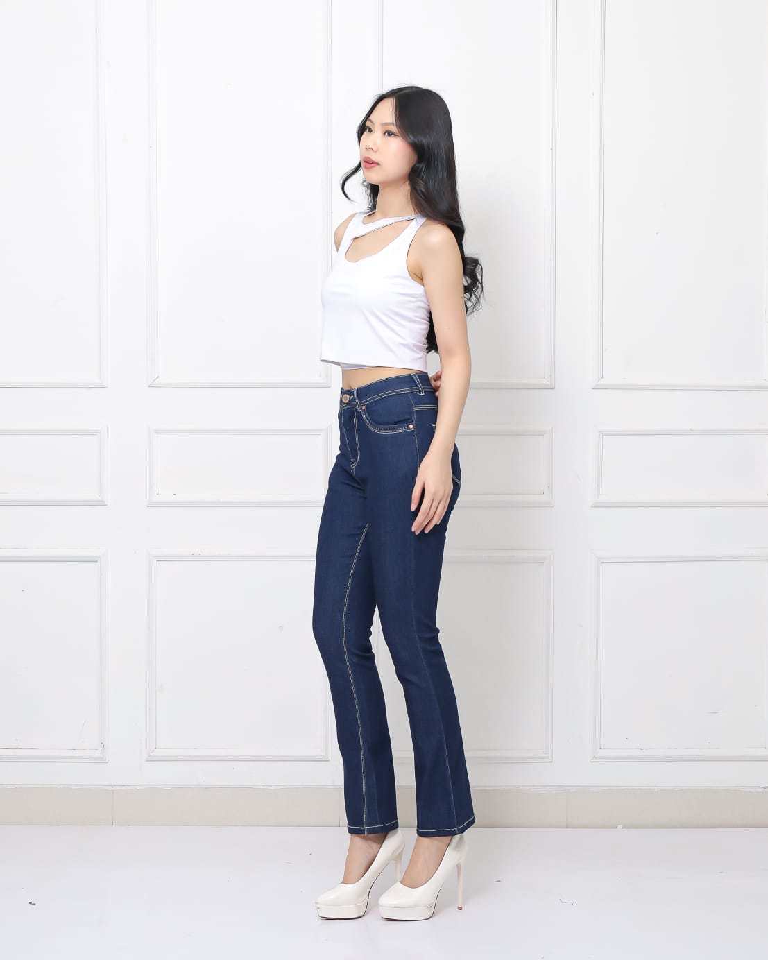 Jeans Cutbray Highwaist Crop Garment