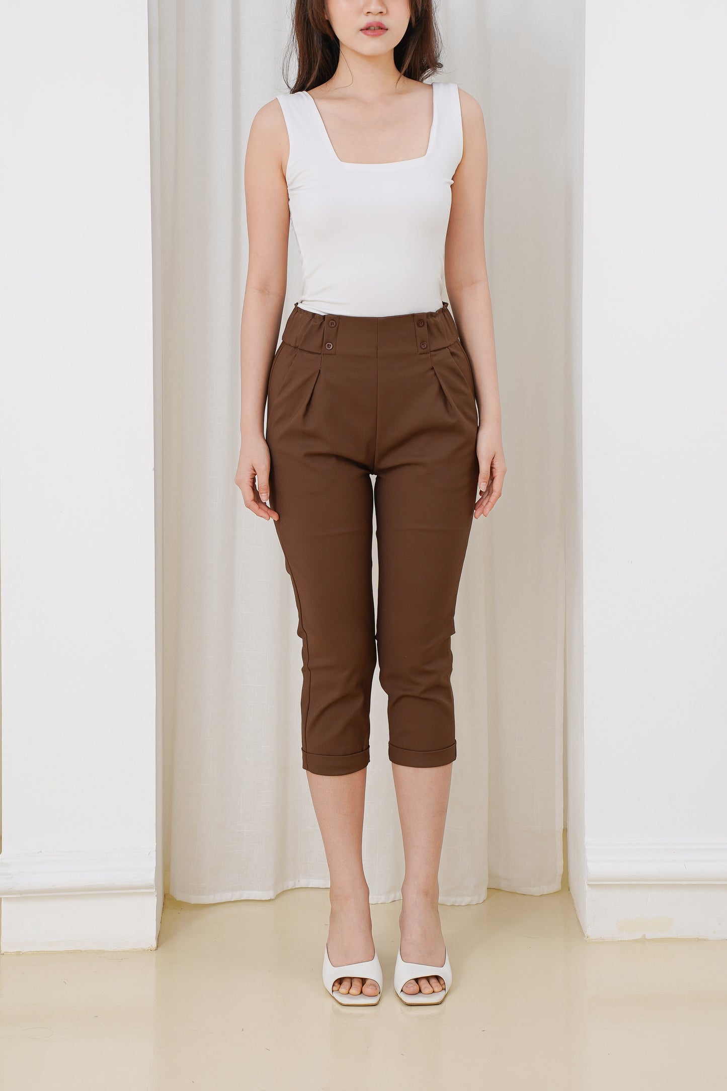 Katun Highwaist Raisa Crop 7/9 Pinggang Karet