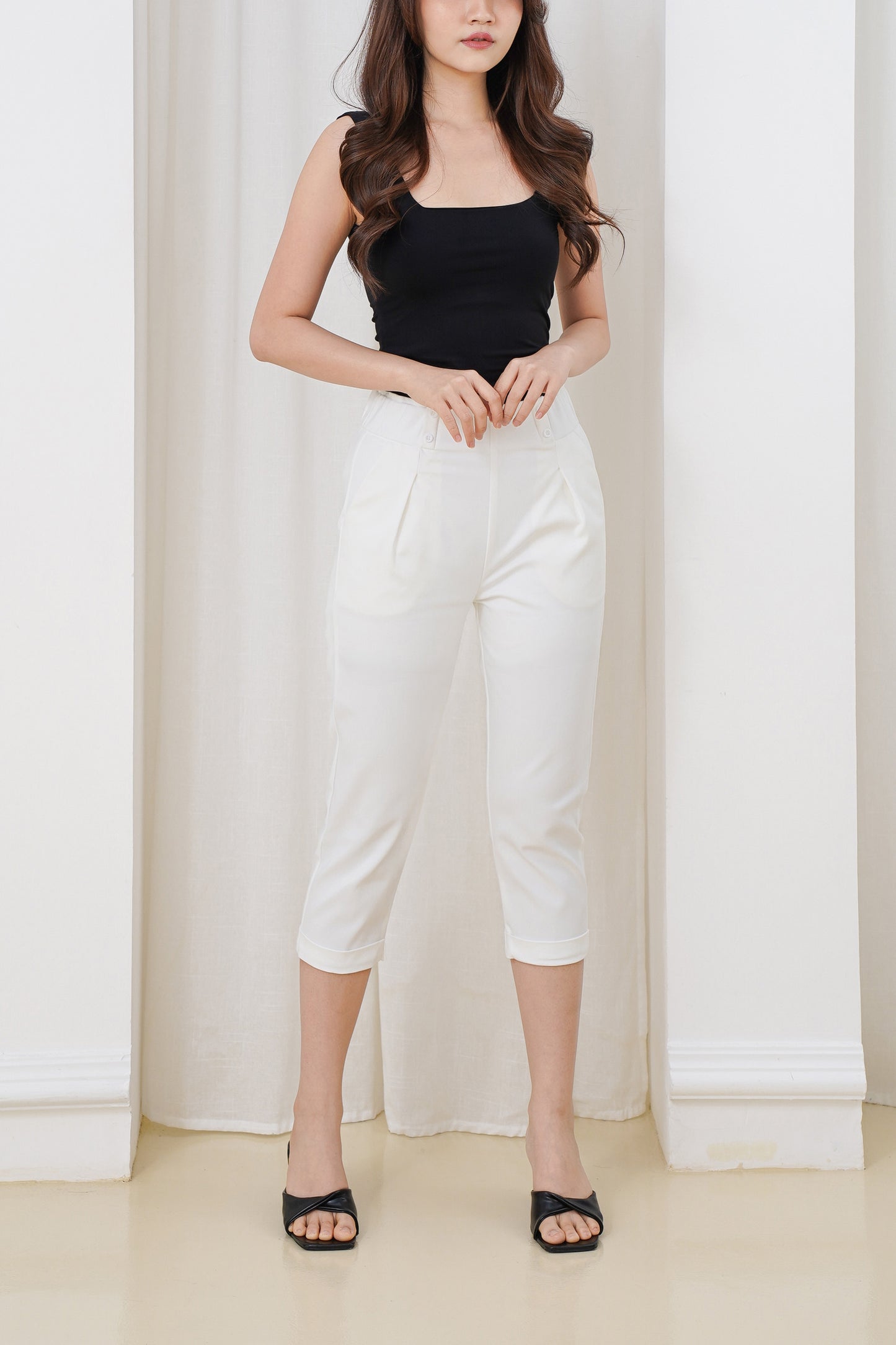 Katun Highwaist Raisa Crop 7/9 Pinggang Karet