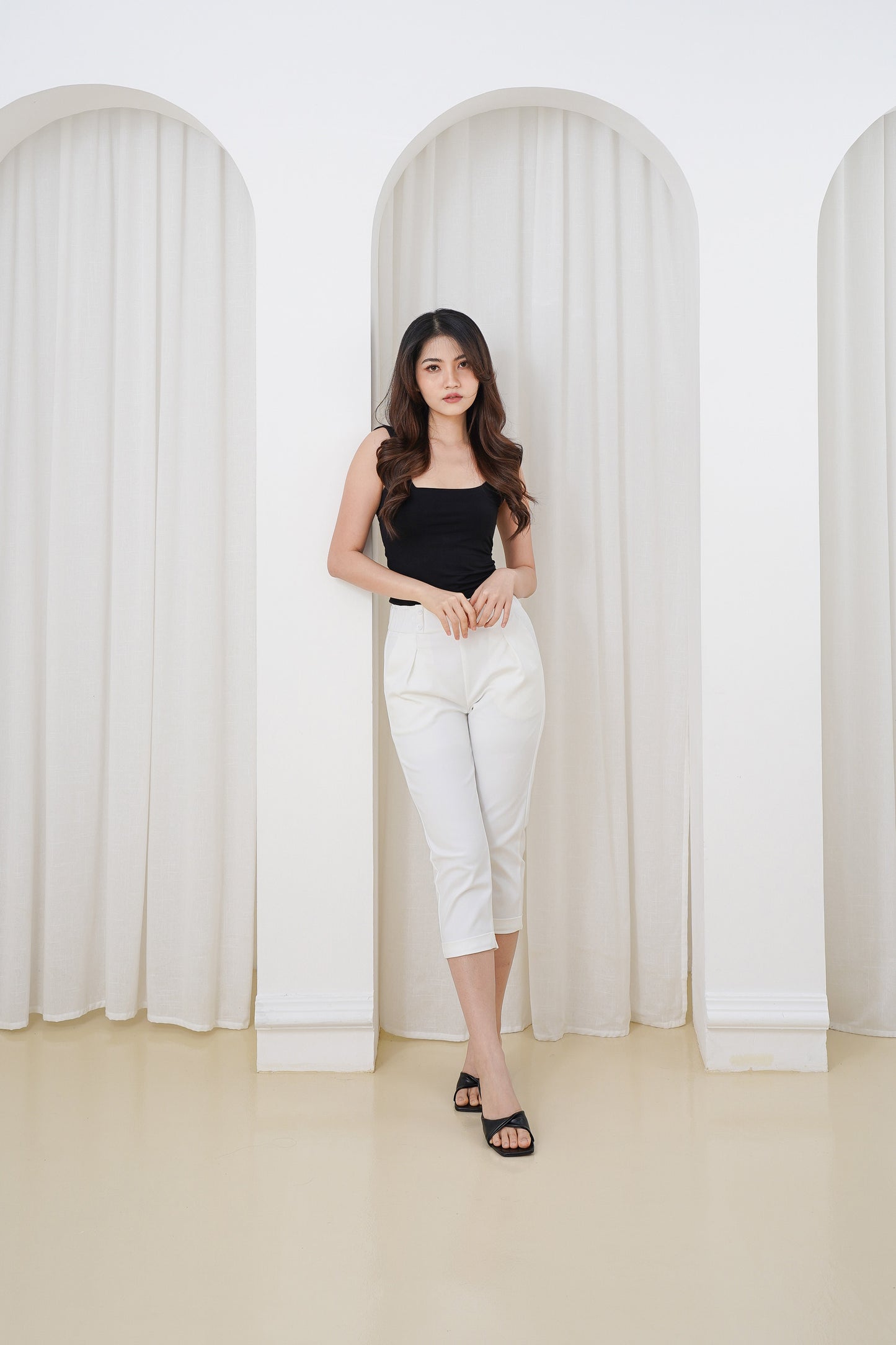 Katun Highwaist Raisa Crop 7/9 Pinggang Karet