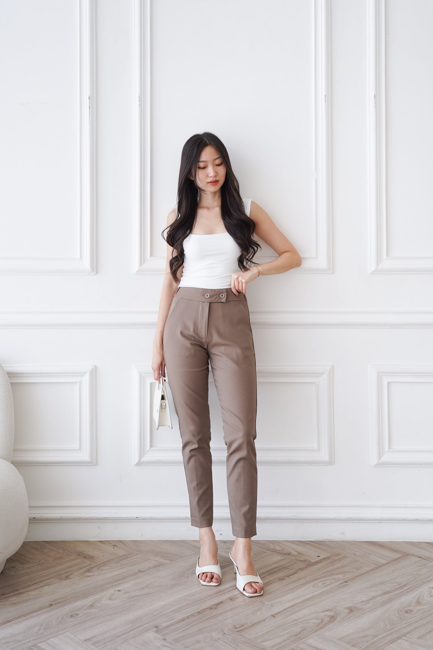 Katun Celana Panjang Katun Stretch Premium High Waist Kancing 2