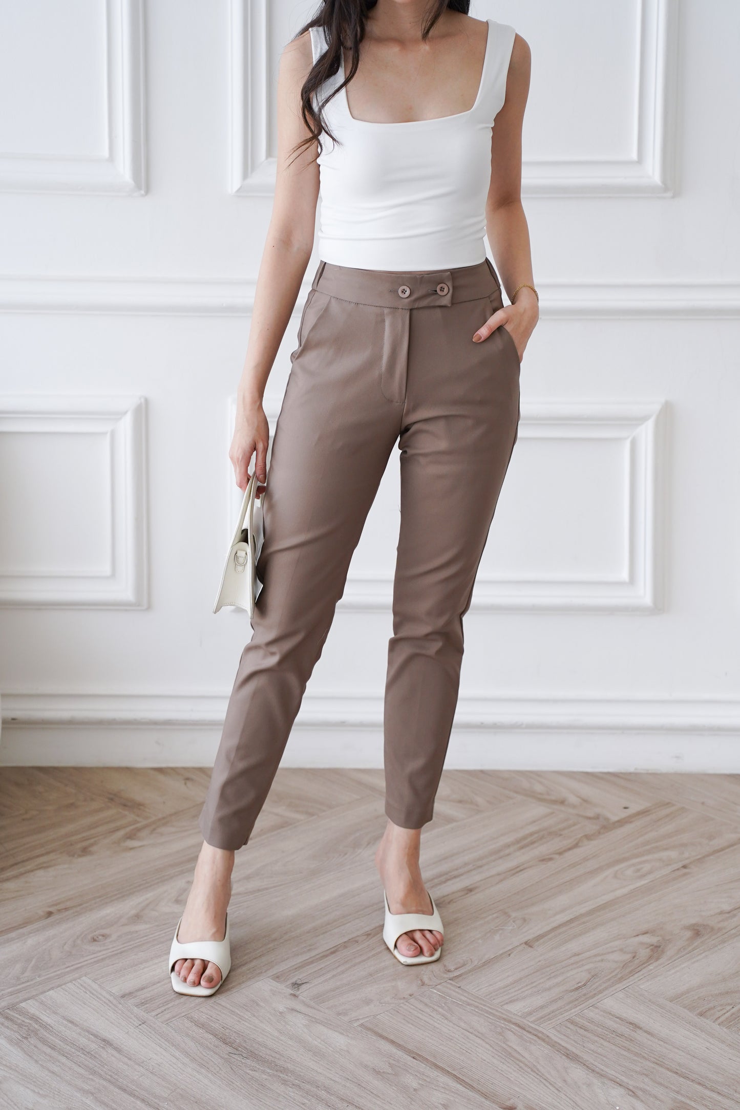 Katun Celana Panjang Katun Stretch Premium High Waist Kancing 2