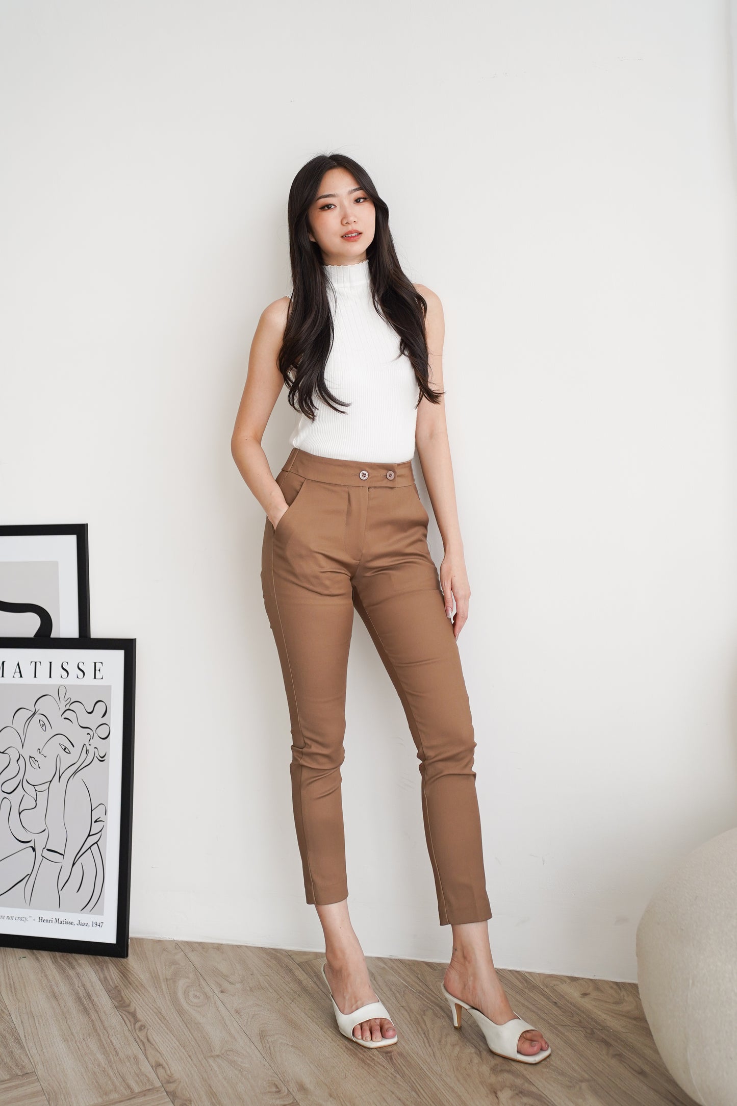 Katun Celana Panjang Katun Stretch Premium High Waist Kancing 2