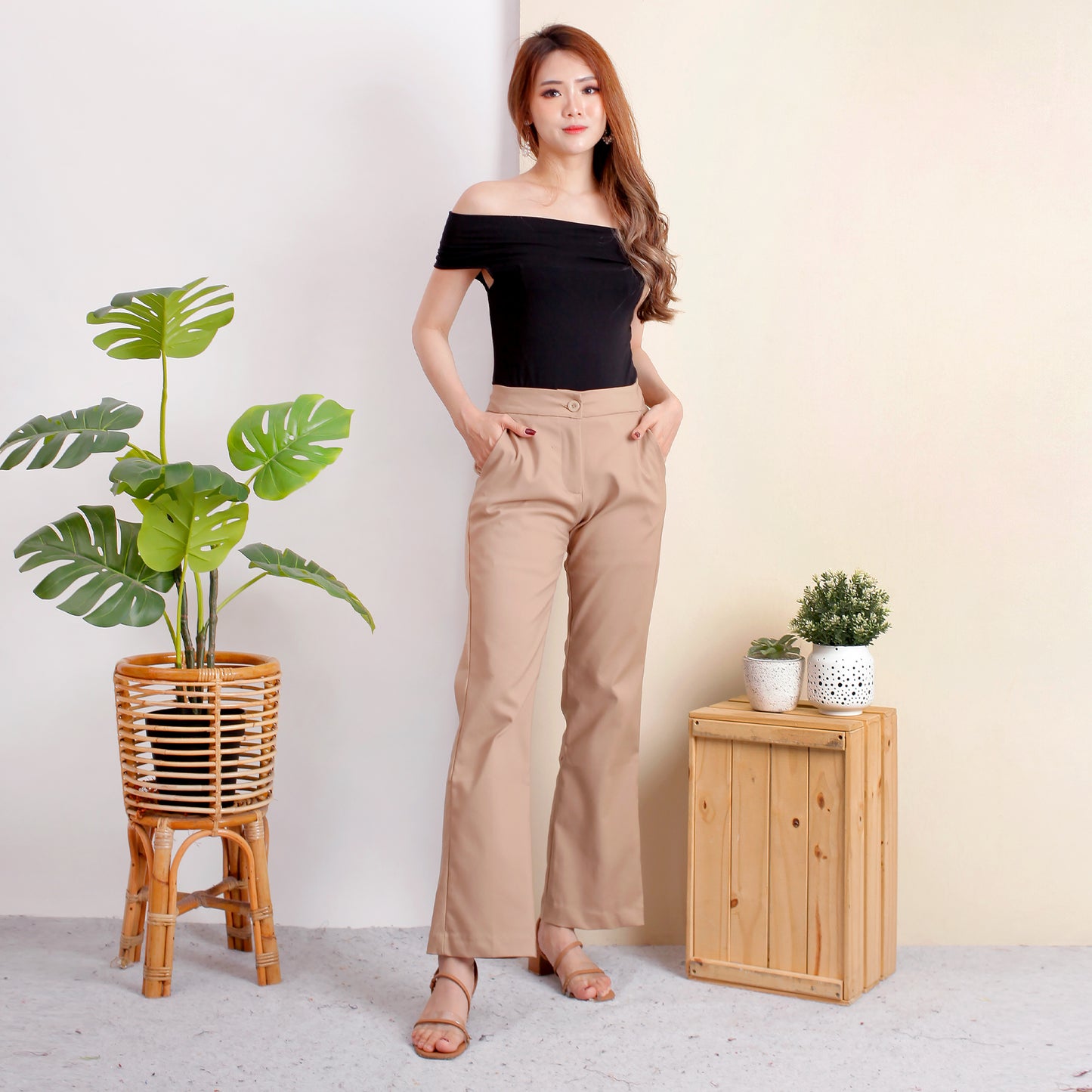 Katun HIghwaist Cutbray Stretch Premium Khaky