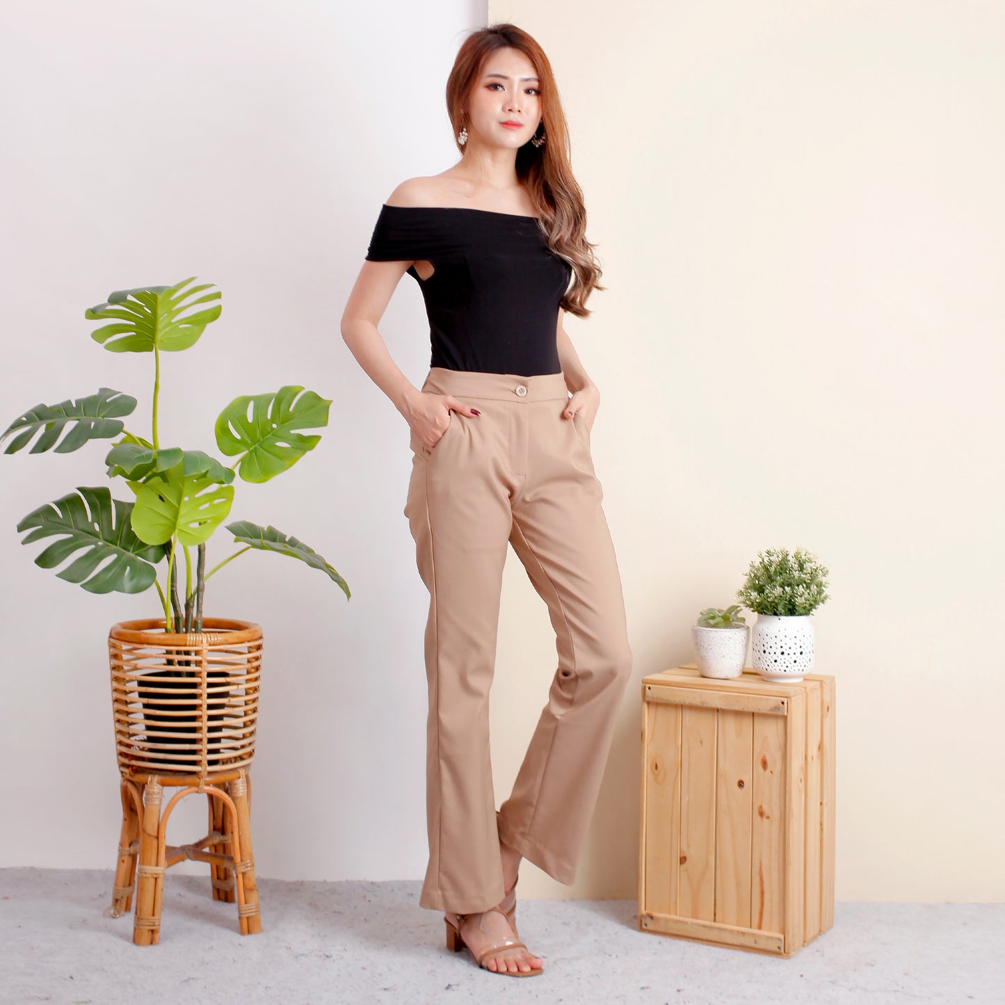 Katun HIghwaist Cutbray Stretch Premium Khaky