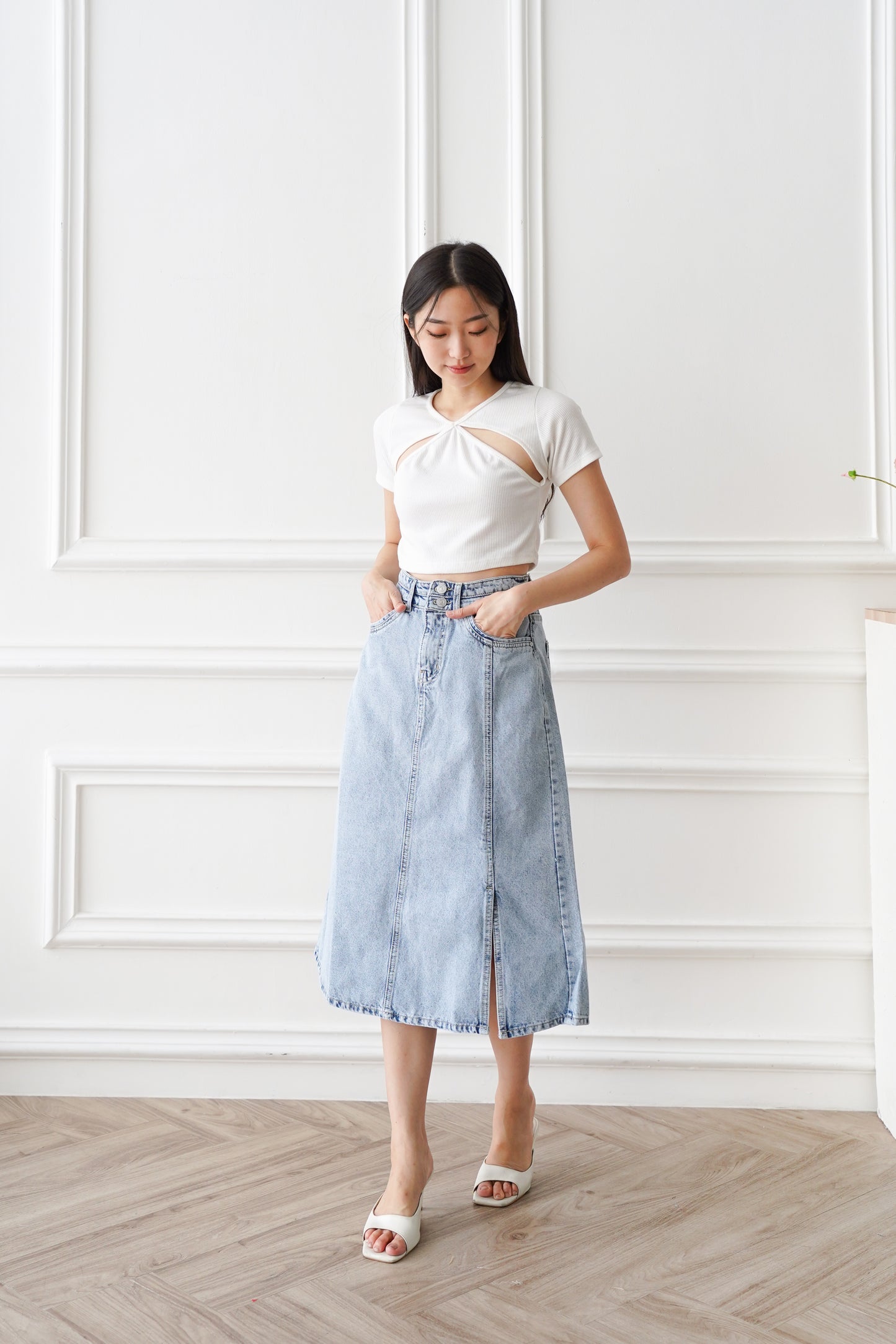 Jeans Rok Jessica Highwaist Snow Biru