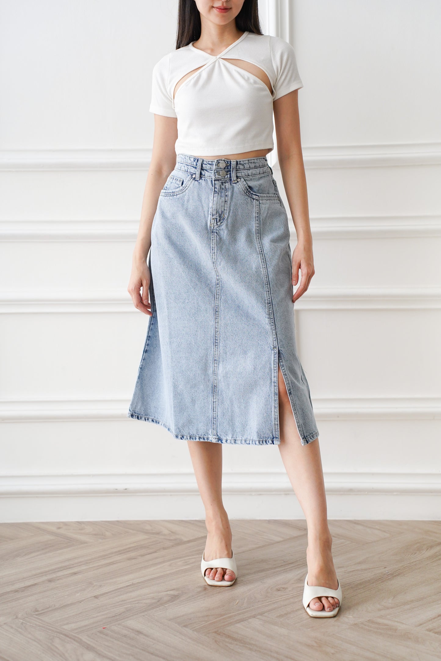 Jeans Rok Jessica Highwaist Snow Biru