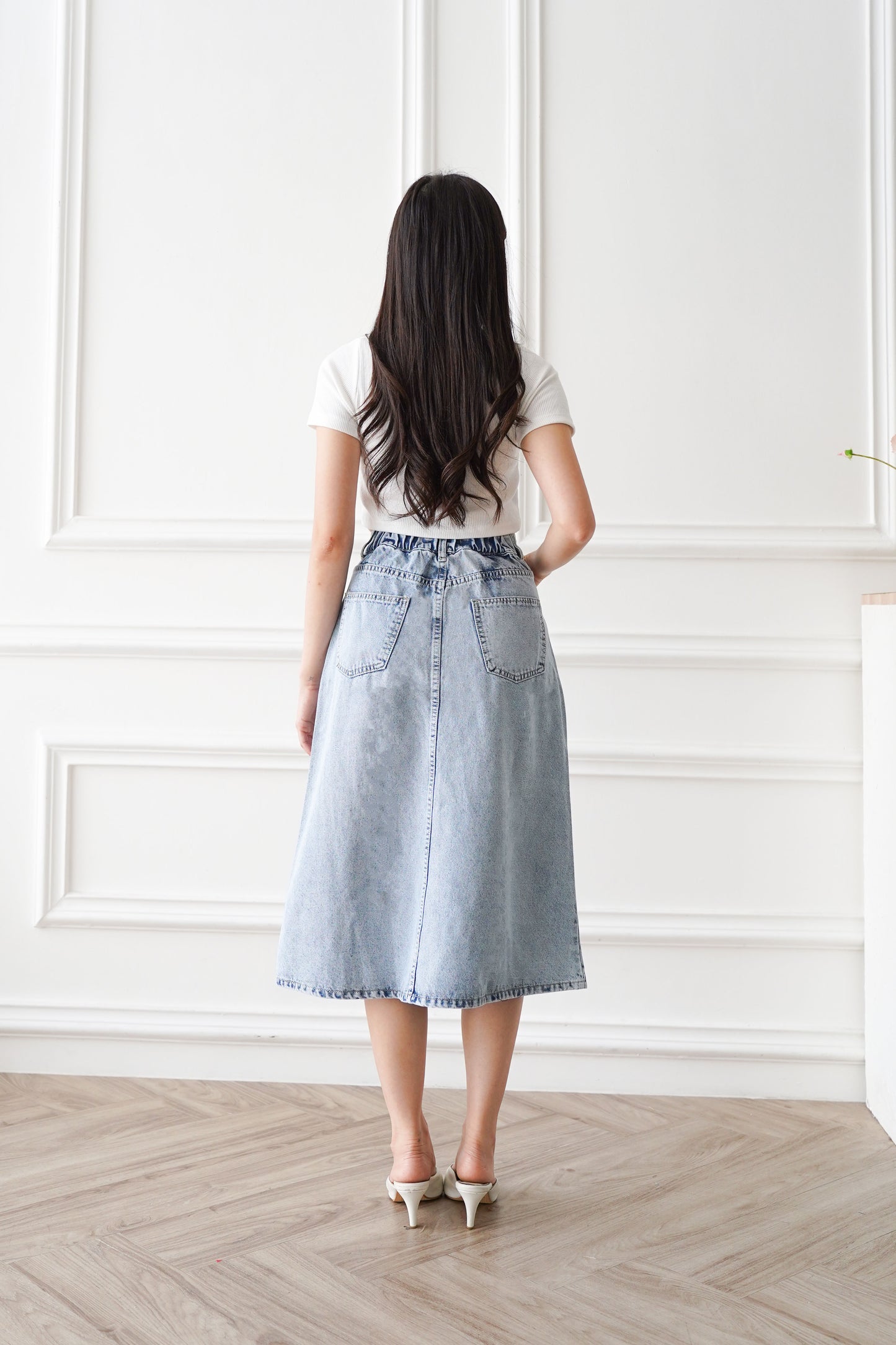 Jeans Rok Jessica Highwaist Snow Biru