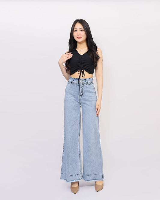 Jeans Kulot Skena Rawis Stretch Snow Biru