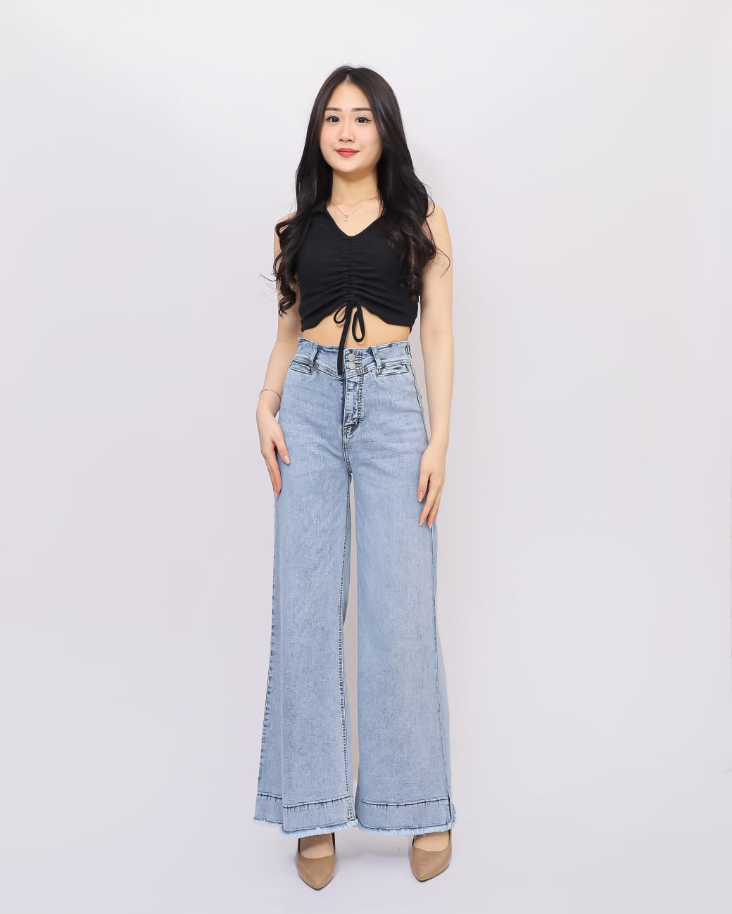 Jeans Kulot Skena Rawis Stretch Snow Biru