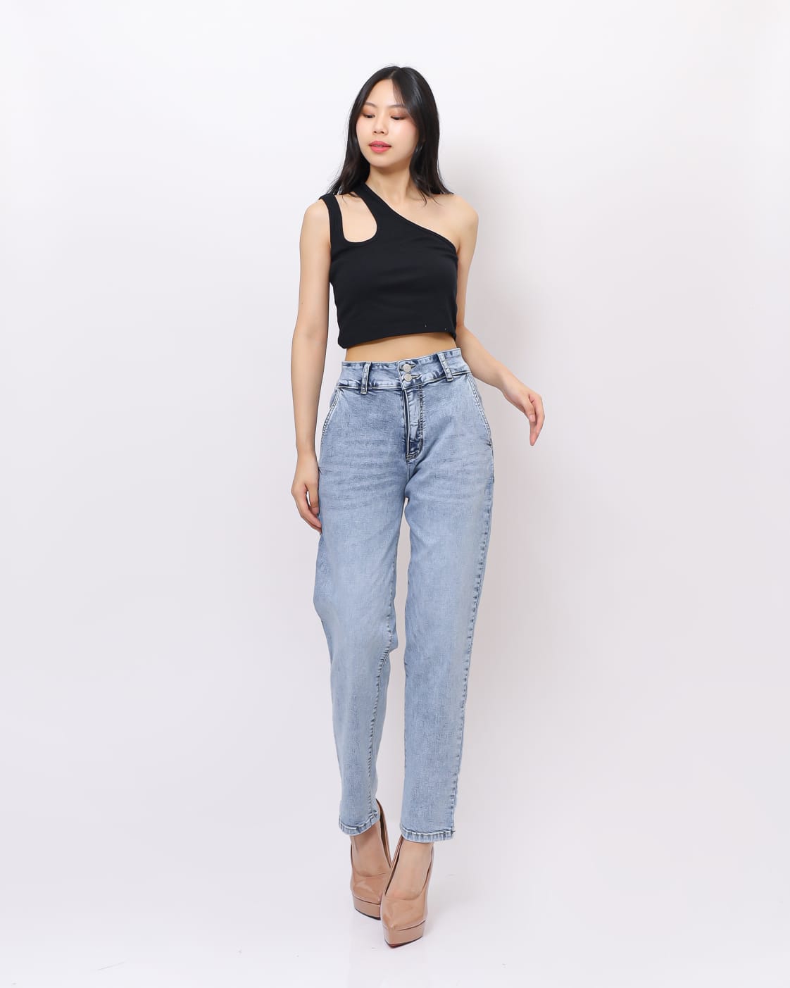 Jeans Baggy Pants Stretch Snow Biru