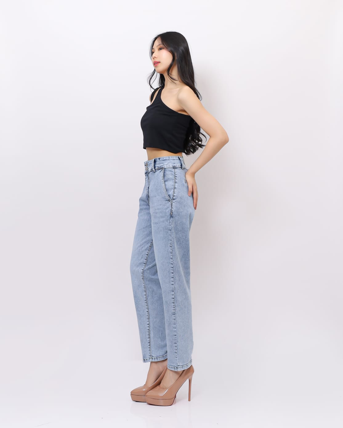 Jeans Baggy Pants Stretch Snow Biru