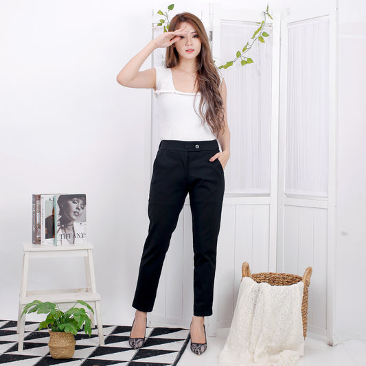 Katun Celana Panjang Katun Stretch Premium High Waist Kancing 2