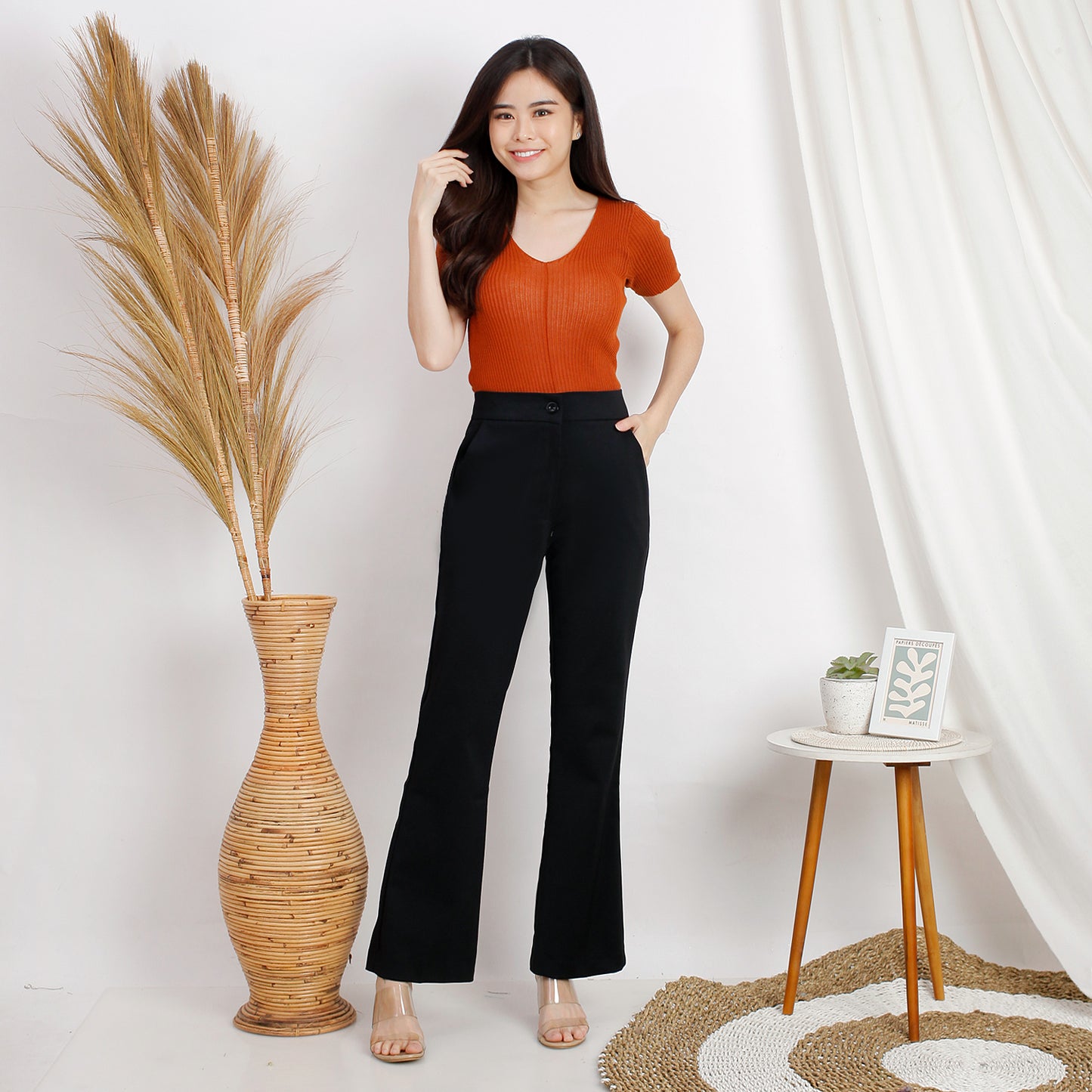 Katun HIghwaist Cutbray Stretch Premium Hitam