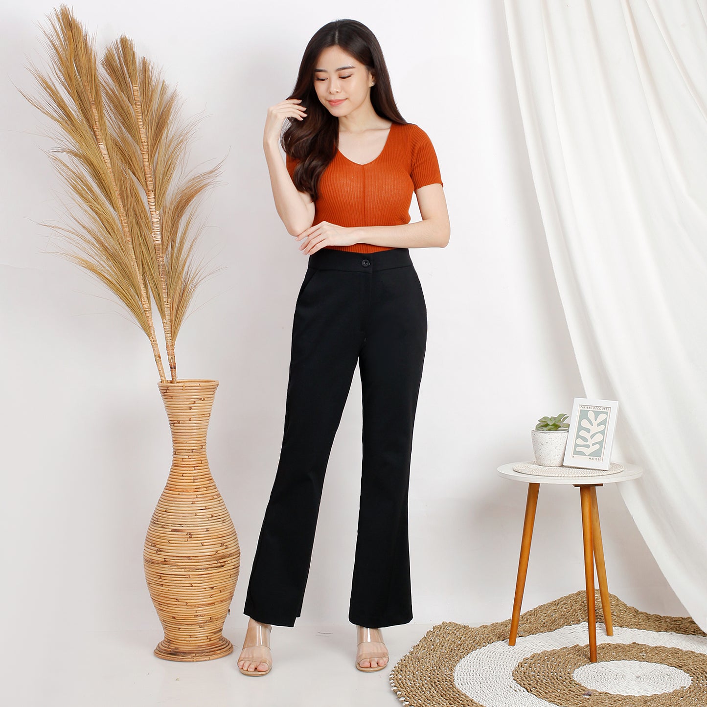 Katun HIghwaist Cutbray Stretch Premium Hitam