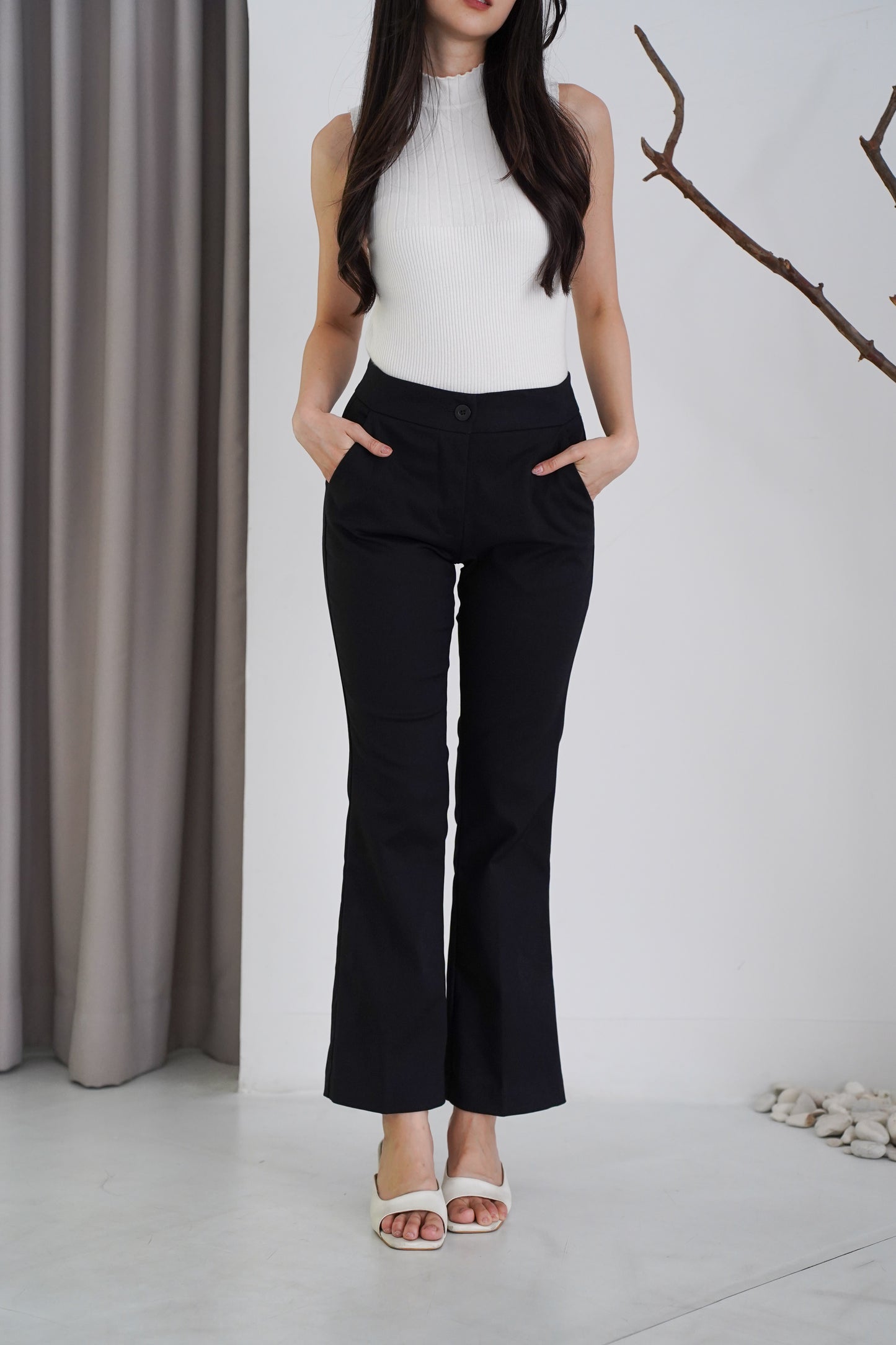 Katun HIghwaist Cutbray Stretch Premium Hitam