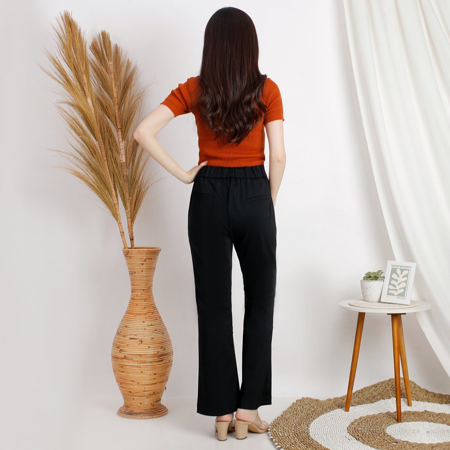 Katun HIghwaist Cutbray Stretch Premium Hitam