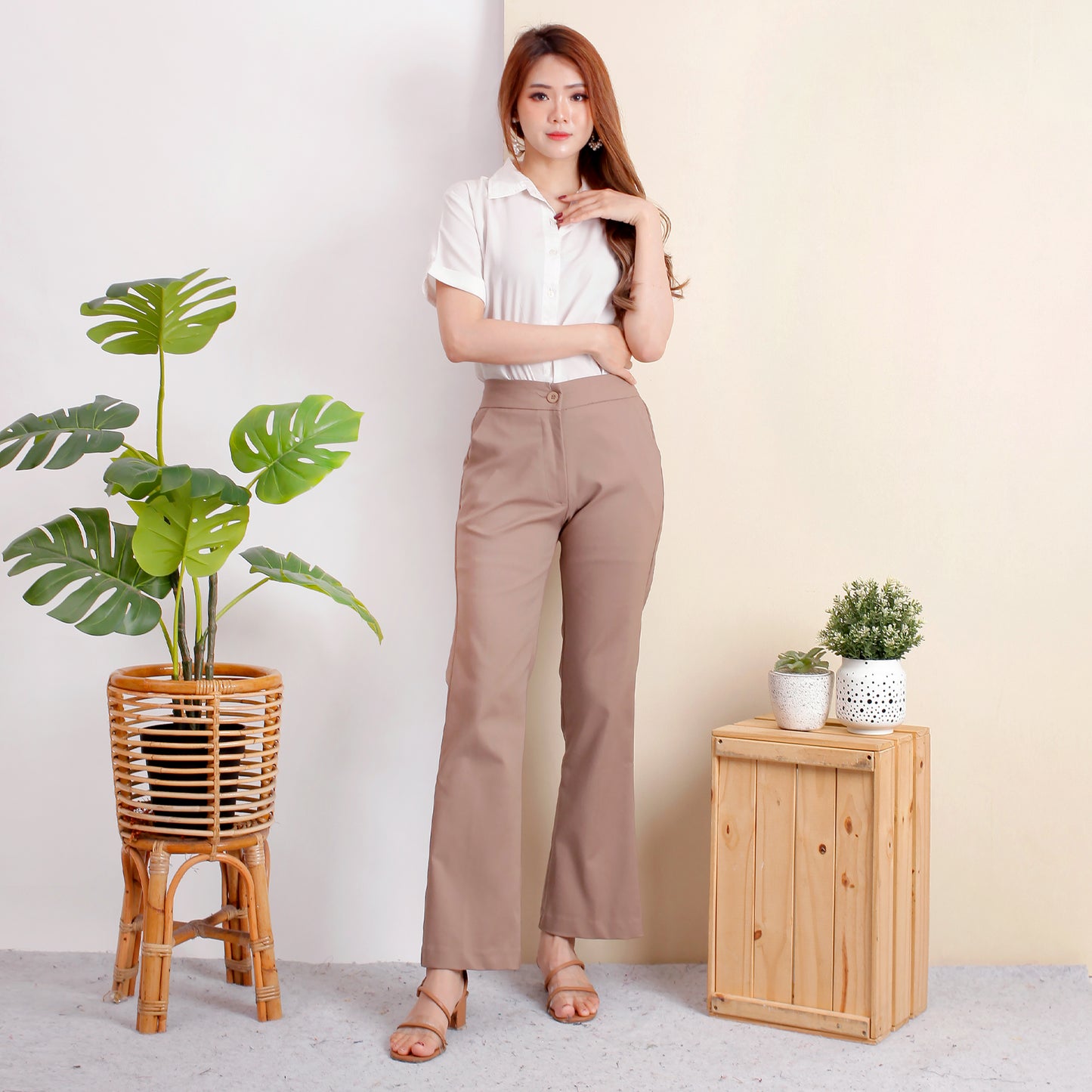 Katun HIghwaist Cutbray Stretch Premium Mocca 2