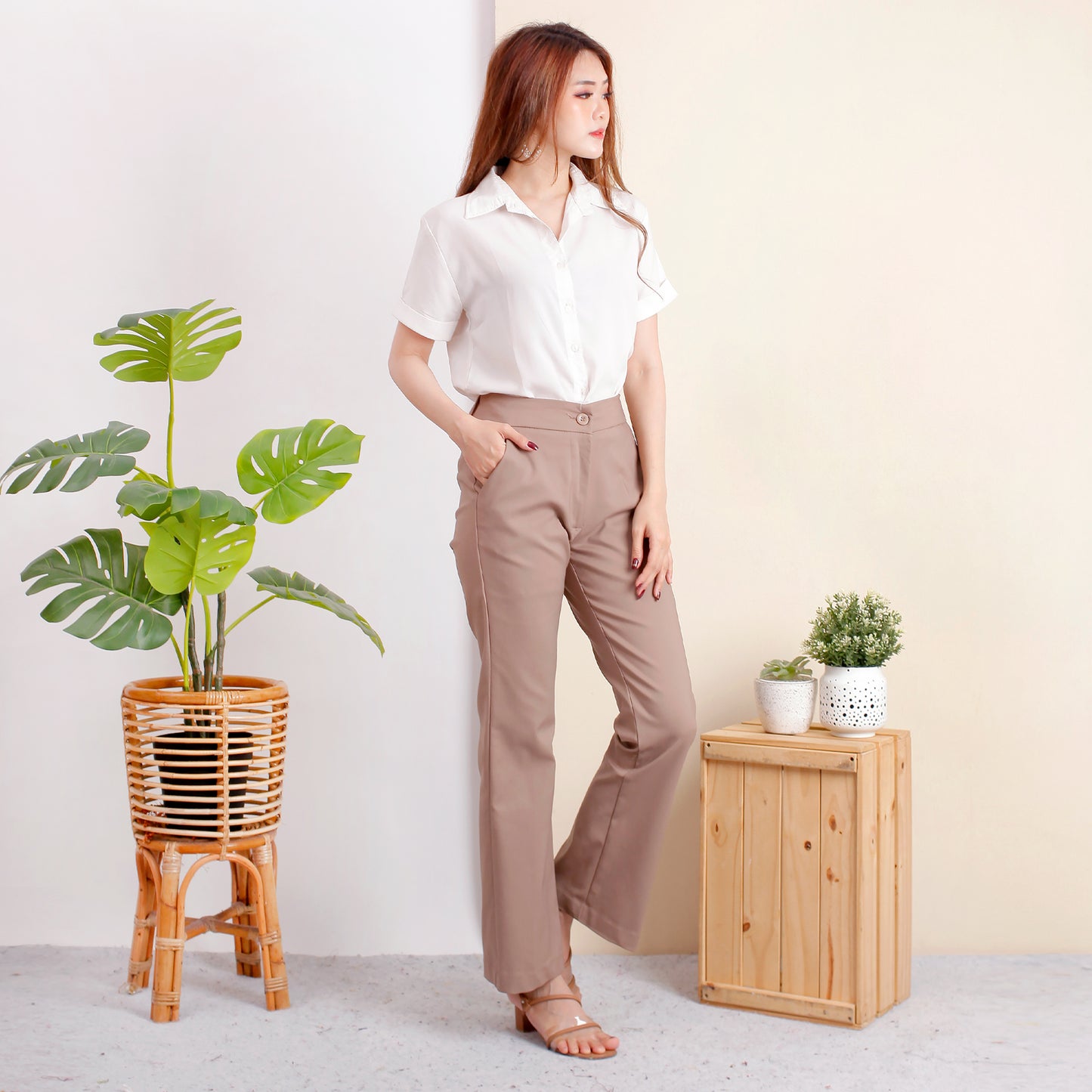 Katun HIghwaist Cutbray Stretch Premium Mocca 2