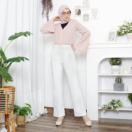 Katun HIghwaist Cutbray Stretch Premium Putih