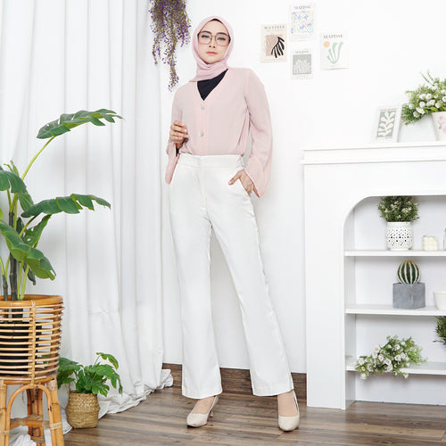 Katun HIghwaist Cutbray Stretch Premium Putih