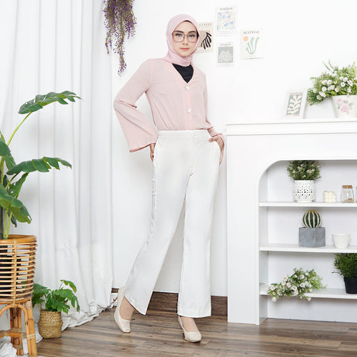 Katun HIghwaist Cutbray Stretch Premium Putih
