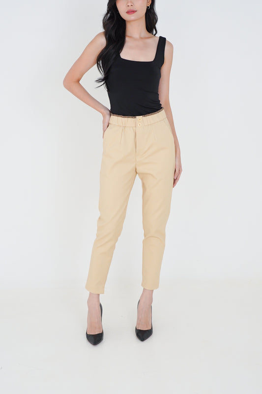 Katun Celana Slim Mango Pinggang Kombinasi Kancing 2