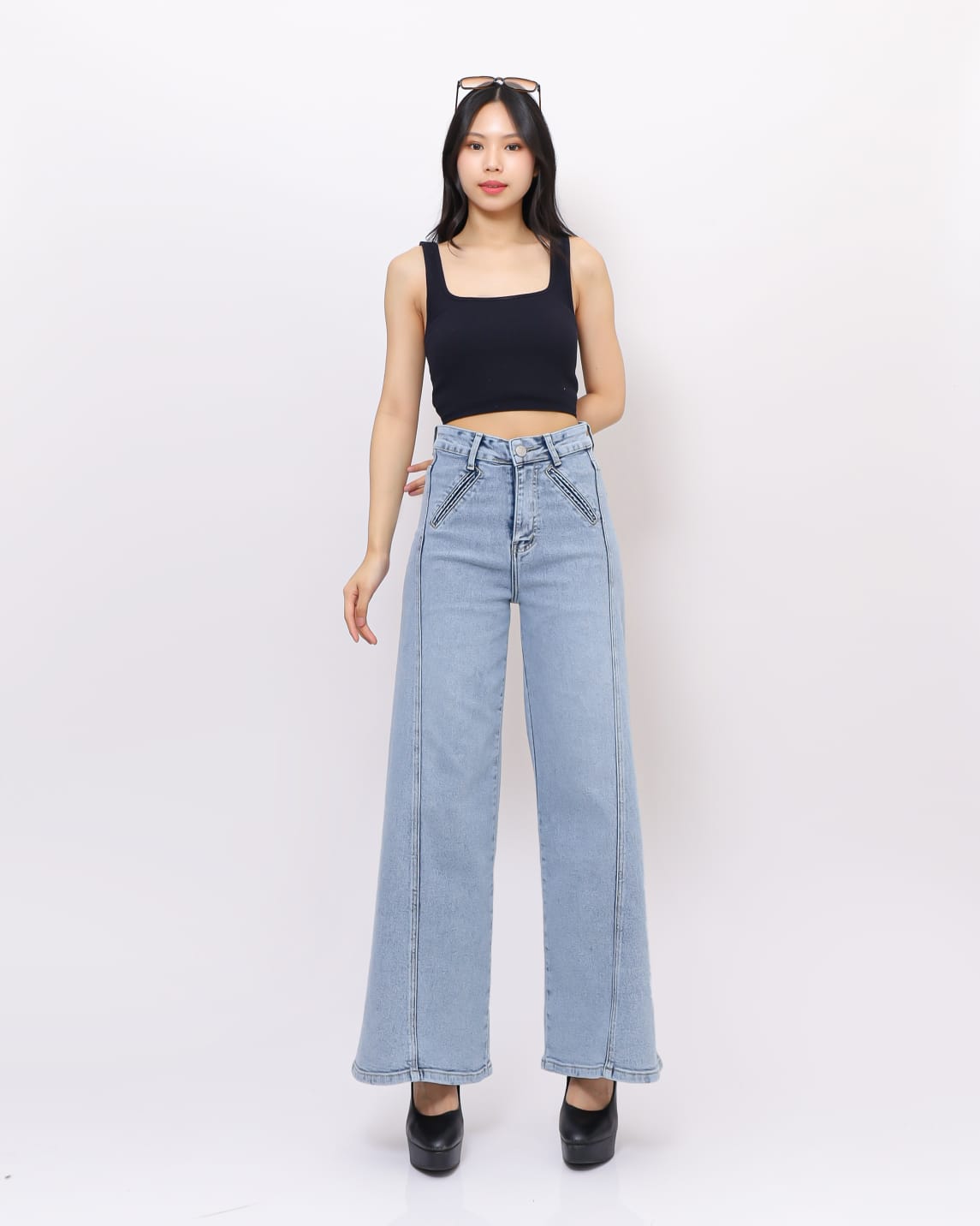 Jeans Kulot Skena Variasi Depan Stretch
