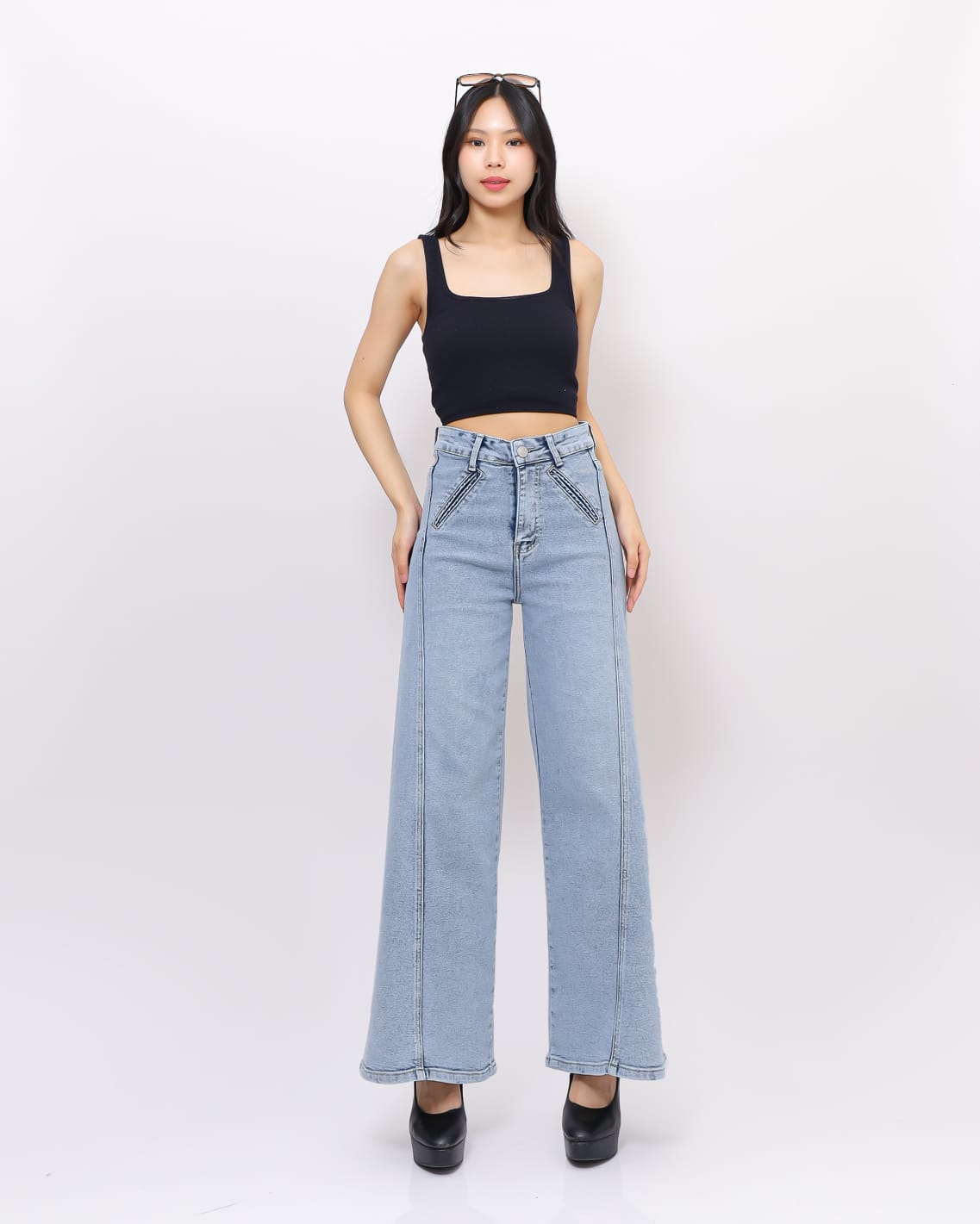 Jeans Kulot Skena Variasi Depan Stretch