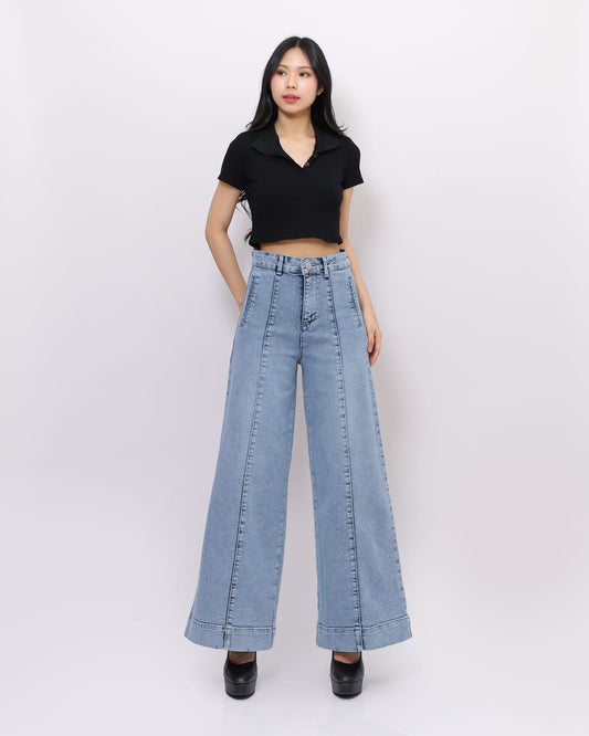 Jeans Kulot Skena Sambung Depan Stretch