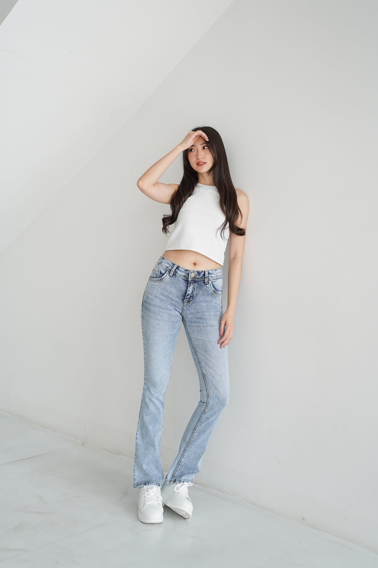 Jeans Cutbray Jeans Low Rise Snow Biru