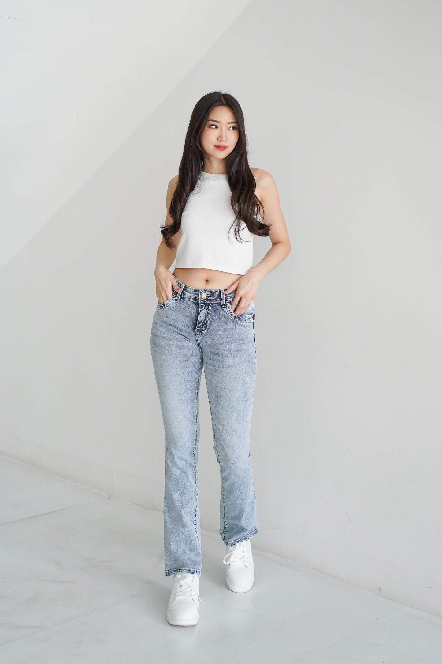 Jeans Cutbray Jeans Low Rise Snow Biru